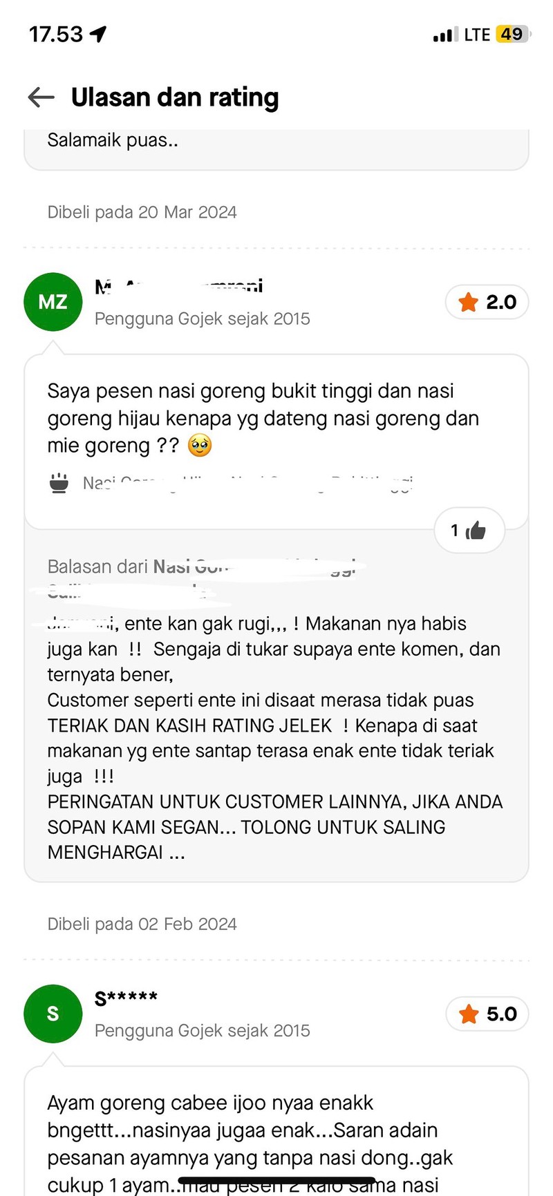 Balasan dari penjual anti kritik dari ulasan makanan yang dipesan online bikin ikut emosi. Kok ada orang yang begini?