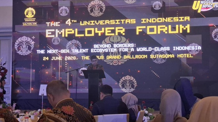 Wakil Rektor Bidang Perencanaan, Keuangan, dan Sumber Daya UI, Ahmad Gamal dalam Employer Forum 2026 di Sutasoma Hotel, Kebayoran Baru, Jakarta Selatan, Rabu (24/6/2026).
