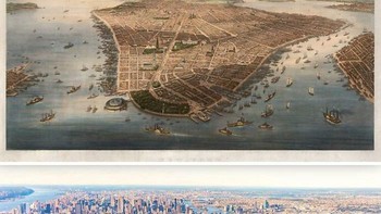 Manhattan pada tahun 1851 dan saat ini. Foto: Boredpanda