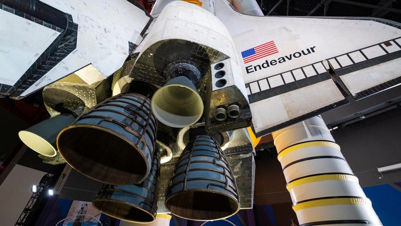 The California Science Centre presents the first look at the permanent home of Space Shuttle Endeavour inside the Samuel Oschin Shuttle Gallery at the Air and Space Centre in Los Angeles, California, U.S., June 24, 2026. Towering nearly 200 feet (approximately 20 stories tall), the space shuttle stack features the flown orbiter, Endeavour, mated to real solid rocket boosters and ET-94, the last remaining flight-qualified external tank, according to the California Science Centre. REUTERS/Mike Blake