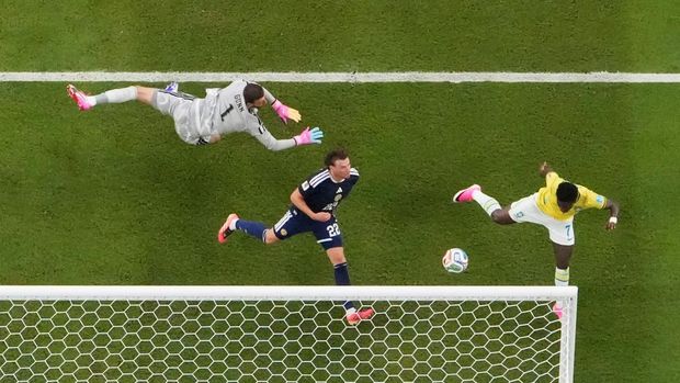 Skotlandia vs Brasil Soccer Football - FIFA World Cup 2026 - Group C - Scotland v Brazil - Miami Stadium, Miami Gardens, Florida, U.S. - June 24, 2026 Brazil's Vinicius Junior scores their second goal REUTERS/Paul Childs