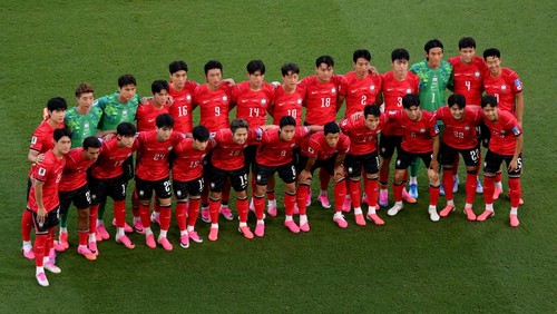 GUADALUPE, MEXICO - JUNE 24: Korea Republic players pose for a team photograph before the FIFA World Cup 2026 Group A match between South Africa and Korea Republic at Monterrey Stadium on June 24, 2026 in Guadalupe, Mexico. (Photo by David Ramos/Getty Images)