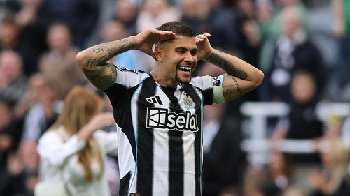 Bruno Guimaraes of Newcastle United during the Premier League match between Newcastle United and West Ham United at St. Jamess Park in Newcastle, United Kingdom, on May 17, 2026. (Photo by MI News/NurPhoto via Getty Images)