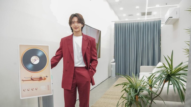 Choi Minho, anggota boyband SHINee, hadir dalam acara LG K House di Central Park Mall, Jakarta.