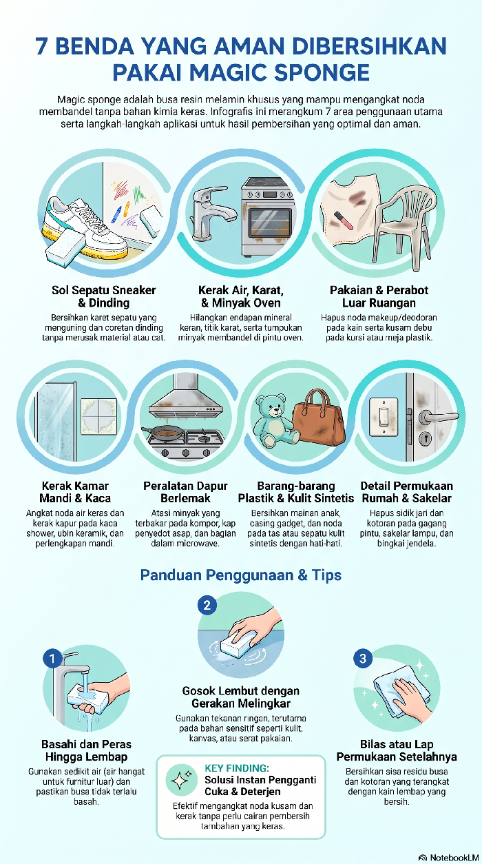 Infografis benda yang bisa dibersihkan pakai magic sponge