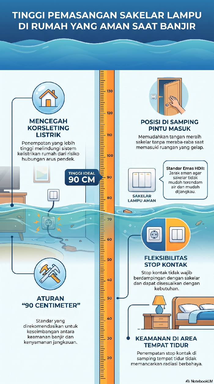 Infografis  jarak pasang sakelar lampu di rumah