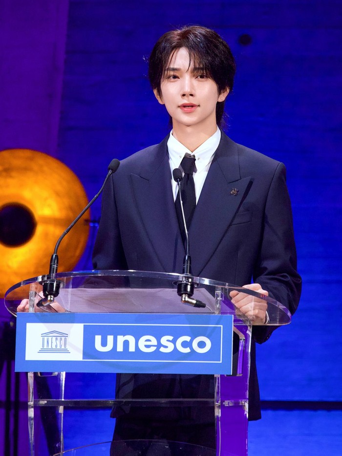 Joshua SEVENTEEN menghadiri event UNESCO x SEVENTEEN: Celebrating Youth, Creativity and Well-Being Together di markas UNESCO, Paris, Prancis, pada 25 Juni 2026 waktu setempat.