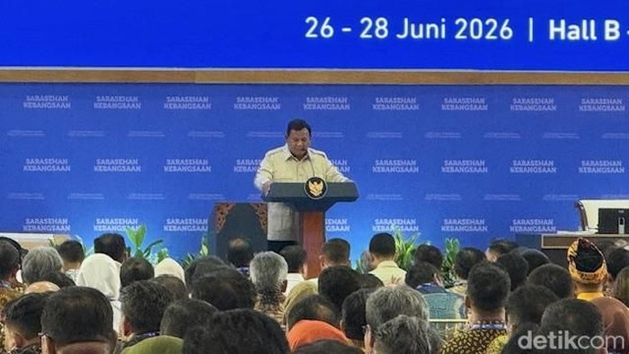Presiden Prabowo Subianto dalam acara Sarasehan KSTI 2026 di JCC Senayan, Jakarta. (Eva/detikcom)