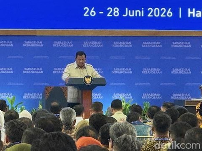 Presiden Prabowo Subianto dalam acara Sarasehan KSTI 2026 di JCC Senayan, Jakarta. (Eva/detikcom)