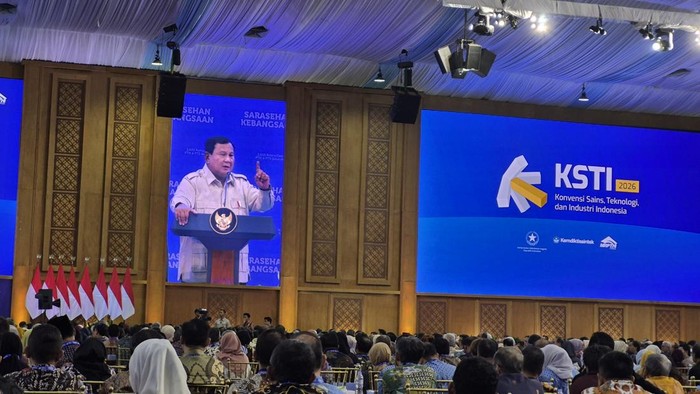 Presiden Prabowo Subianto berpidato dalam forum Serasehan Kebangsaan di KSTI 2026