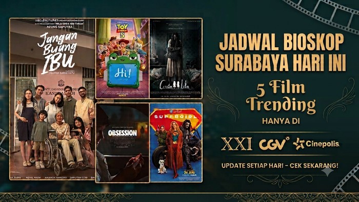 Ilustrasi jadwal bioskop Surabaya hari ini.
