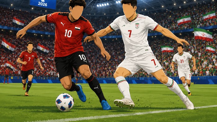 Mesir vs Iran di Piala Dunia 2026 (dibuat dengan AI)