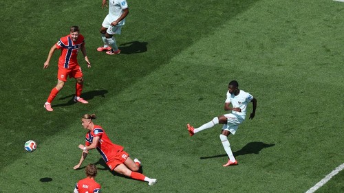 FOXBOROUGH, MASSACHUSETTS - JUNE 26: Ousmane Dembele #7 of France scores his teams third goal during the FIFA World Cup 2026 Group I match between Norway and France at Boston Stadium on June 26, 2026 in Foxborough, Massachusetts. (Photo by Buda Mendes/Getty Images)