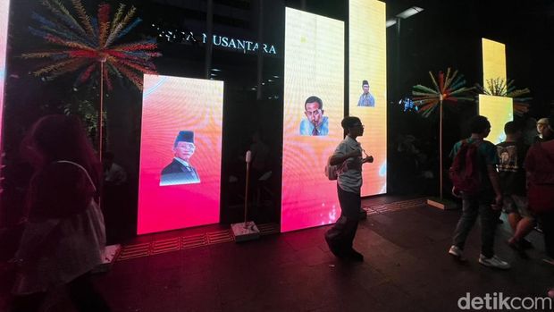 Pernak-pernik pada puncak perayaan HUT ke-499 Jakarta yang dipusatkan di kawasan Bundaran HI, Jakarta Pusat. (Rumondang/detikcom)