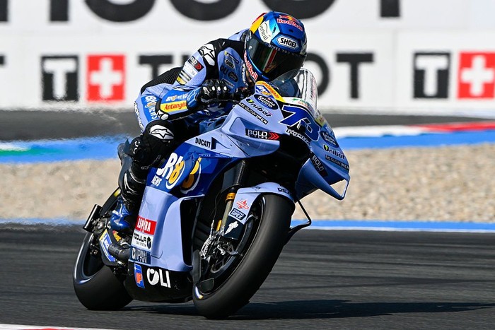 ASSEN, NETHERLANDS - JUNE 27: Alex Marquez of Spain riding the BK8 Gresini Racing Ducati (73) during Free Practice 2 ahead of the MotoGP of  Netherlands at TT Circuit Assen on June 27, 2026 in Assen, Netherlands. (Photo by Gold & Goose Photography/Ge