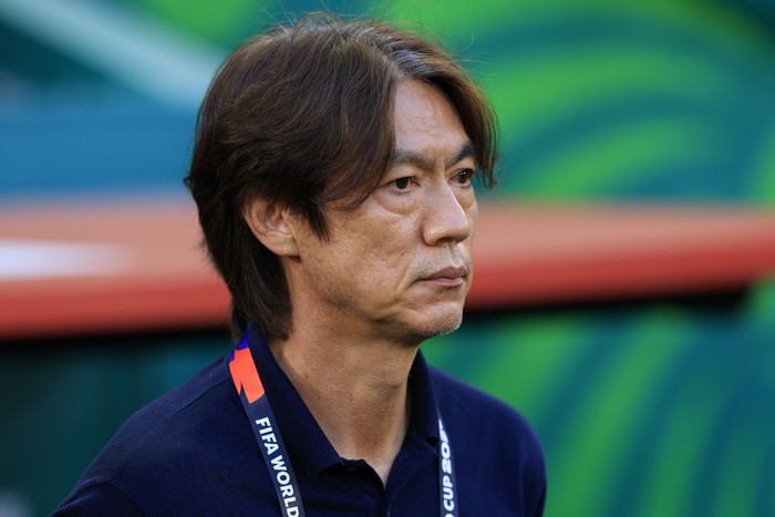 GUADALUPE, MEXICO - JUNE 24: Hong Myung bo,Coach of the Korea Republic looks on during the FIFA World Cup 2026 Group A match between South Africa and the Korea Republic at Monterrey Stadium on June 24, 2026 in Guadalupe, Mexico. (Photo by Alfredo Lopez/Jam Media/Getty Images)