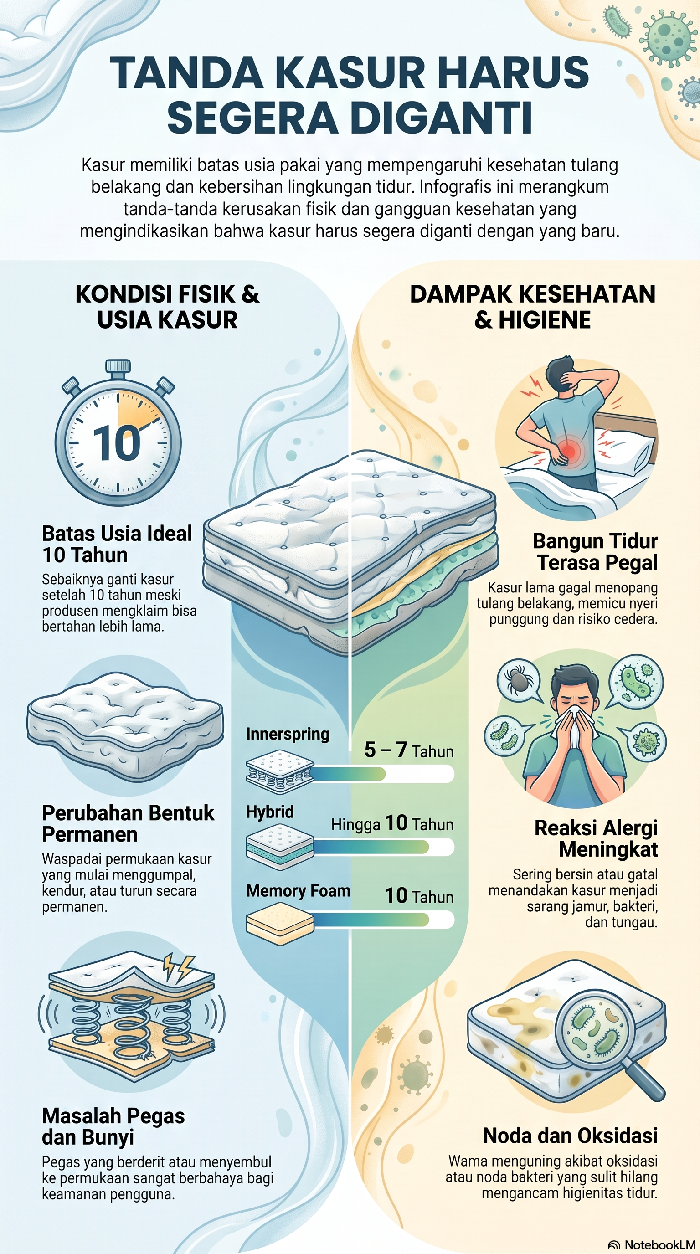 Infografis kasur yang harus segara diganti