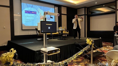Peluncuran teknologi robotik untuk operasi sendi lutut bernama CORI Robotic Surgical System hadir pertama kali di Bali di Trans Resort, Badung, Minggu (28/6/2026).