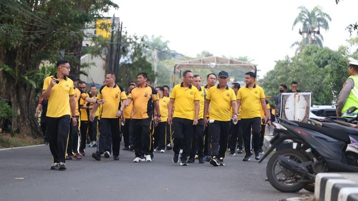 Polda Sumatera Selatan (Sumsel) mengajak masyarakat olahraga bersama serta melakukan penghijauan dalam rangka memperingati Hari Bhayangkara ke-80 Tahun 2026.  (dok. ist)