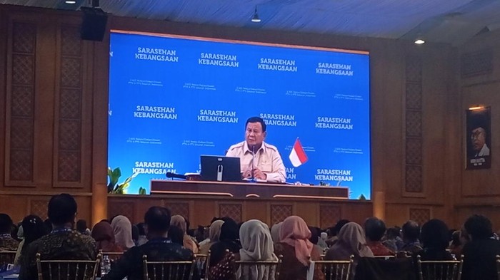 Presiden Prabowo dalam Puncak Sarasehan Konvensi Sains, Teknologi, dan Industri Indonesia di Hall B Jakarta Convention Center, Minggu (28/6/2026).