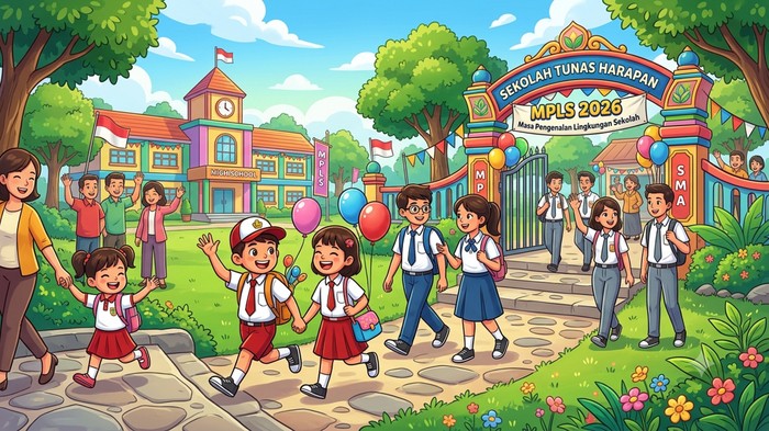 Ilustrasi Masa Pengenalan Lingkungan Sekolah (MPLS) 2026.
