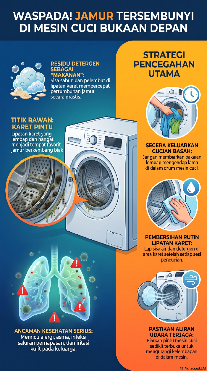 Infografis jamur di mesin cuci