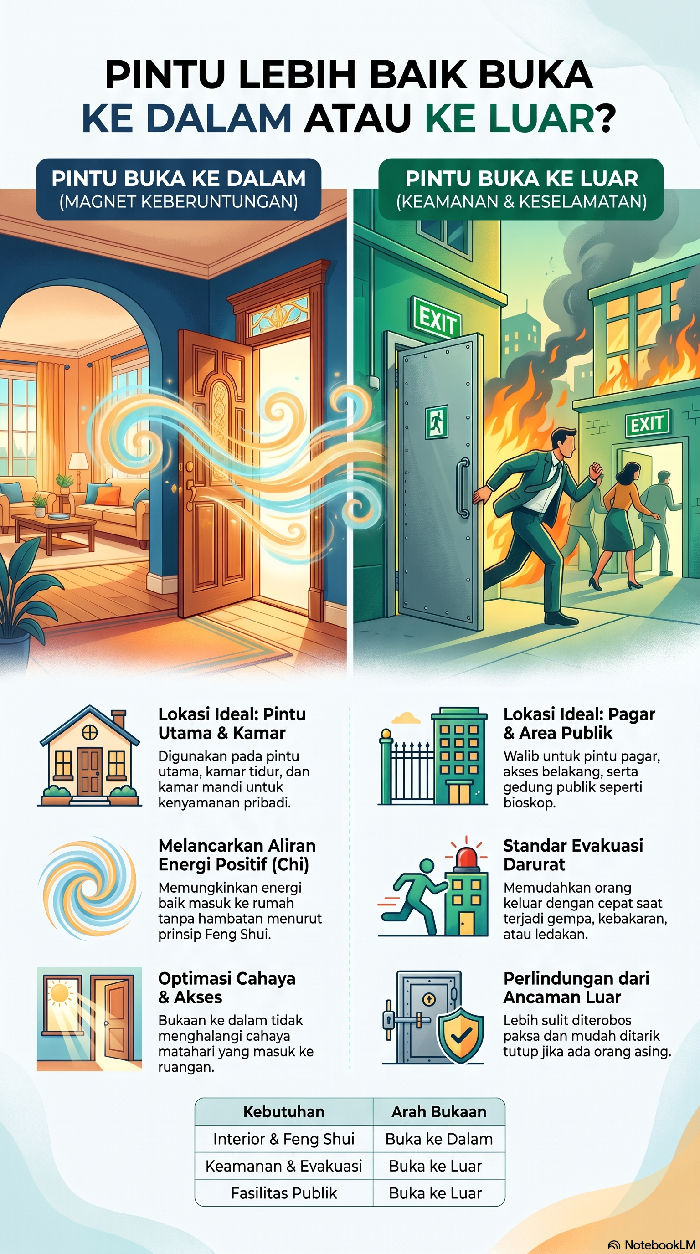 Infografis soal arah buka pintu