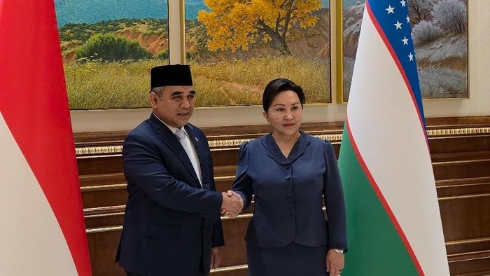 Ketua MPR RI Ahmad Muzani dan Ketua Senat Oliv Majelis Republik Uzbekistan membahas kerja sama bilateral Indonesia-Uzbekistan pengembangan industri halal. (Dok. Istimewa)