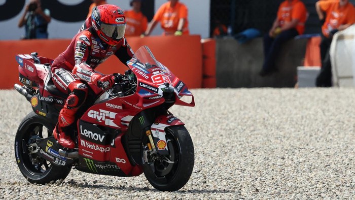 MotoGP - Grand Prix of Netherlands - TT Circuit Assen, Assen, Netherlands - June 28, 2026 Ducati Lenovo Teams Marc Marquez reacts after the MotoGP race REUTERS/Omar Havana