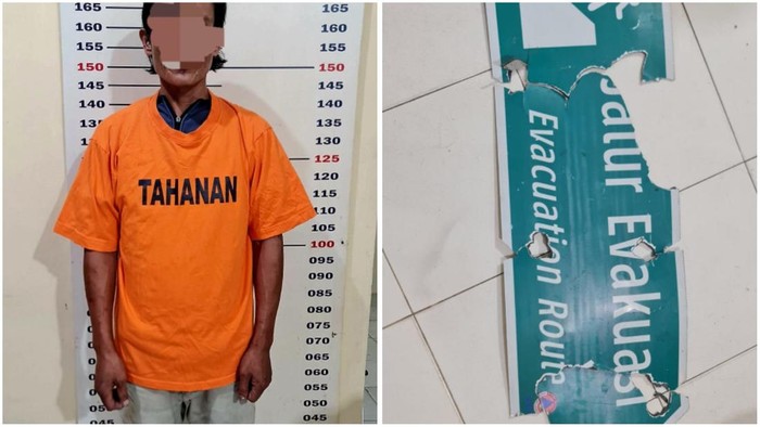 Pelaku pencurian rambu evakuasi tsunami di Lampung ditangkap polisi.