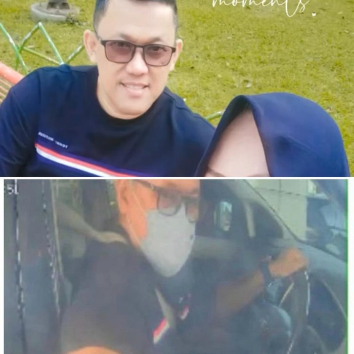 Perbandingan kaus dan kacamata pria terduga pelaku saat bersama korban Ruly dan rekaman CCTV Bandara Juanda