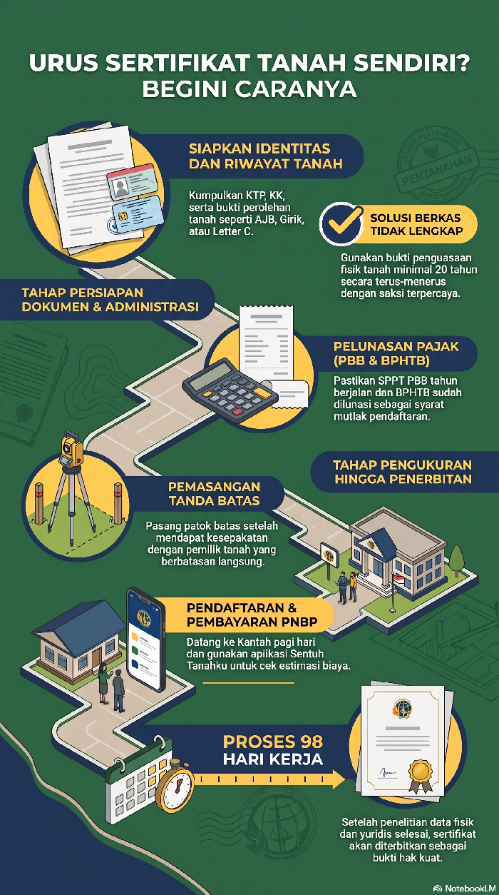 Infografis cara urus sertifikat sendiri