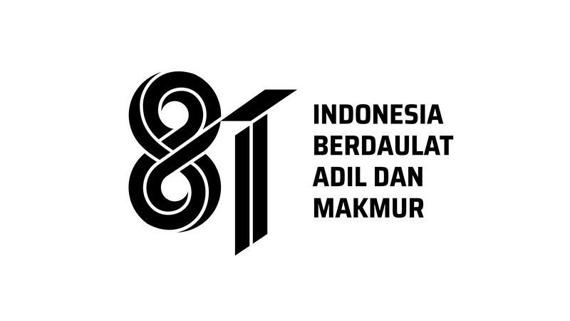 Logo HUT ke-81 RI Warna Hitam BG Putih