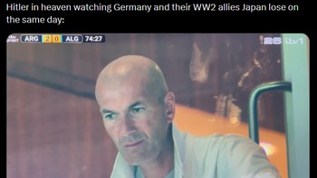 Meme baru nih, Zidane kecewa. Akhirnya dipakai juga meme ini, ceritanya Hitler yang kecewa. Foto: X.com