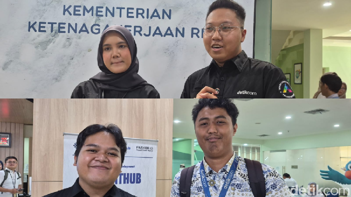 Empat peserta Magang Nasional detikcom yang diangkat menjadi karyawan,  Nadisa Azahra Putri (atas kiri), Ahmad Fathan Salim (atas kanan), Abyasa Bhanuaji (bawah kiri),  Adhfar Aulia Syuhada (bawah kanan).