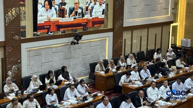 Rapat Kerja Komisi IX DPR RI Dengan Menteri P2MI/BP2MI, Selasa (30/6/2026). (CNBC Indonesia/Elga Nurmutia)