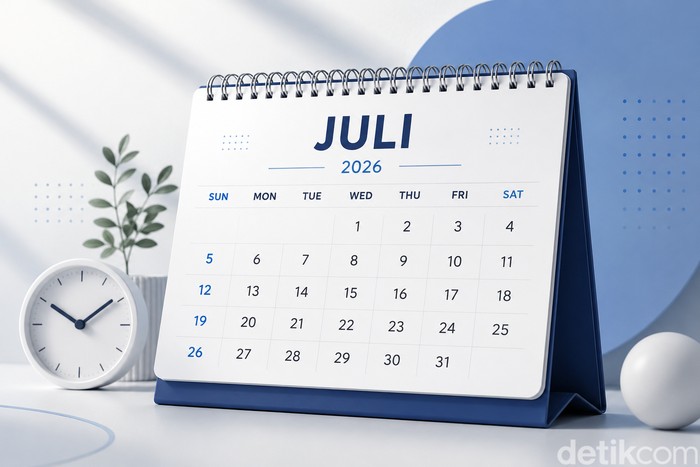 Ilustrasi kalender bulan Juli.