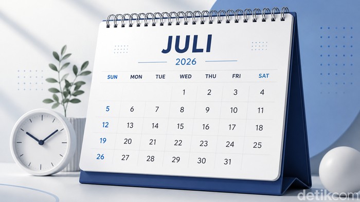 Ilustrasi kalender bulan Juli.