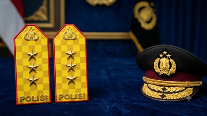 Ilustrasi pangkat bintang tiga polisi.