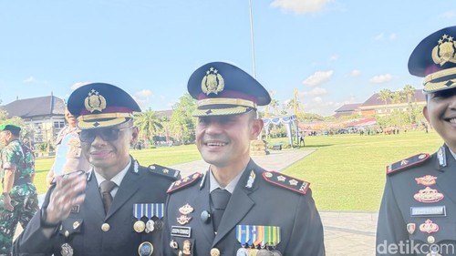Kapolres Badung AKBP Joseph Edward Purba saat diwawancarai usai Upacara HUT BHayangkara, Rabu (1/7/2026).