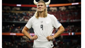 Haaland bergaya ala Viking. Foto: X.com