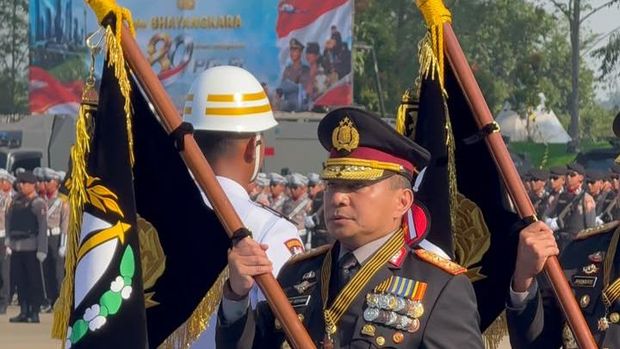 Polda Riau menerima tanda kehormatan Nugraha Sakanti dari Presiden Prabowo Subianto di Hari Bhayangkara ke-80, Rabu (1/7/2026).