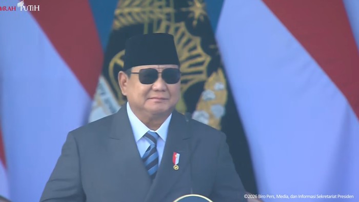 Presiden Prabowo Subianto di Hari Bhayangkara ke-80 di Latsat Brimob Polri, Cikeas, Bogor, Rabu (1/7/2026).