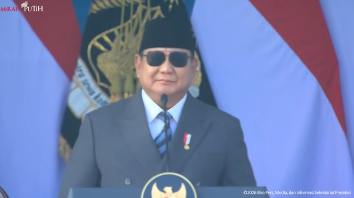 Presiden Prabowo Subianto di Hari Bhayangkara ke-80 di Latsat Brimob Polri, Cikeas, Bogor, Rabu (1/7/2026).