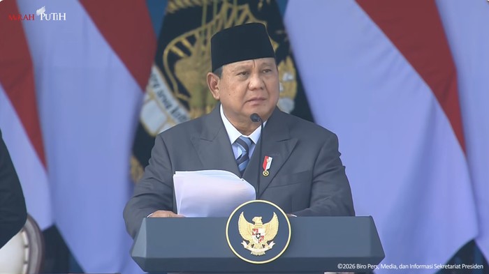 Presiden Prabowo Subianto di Hari Bhayangkara ke-80. (YouTube Setpres)