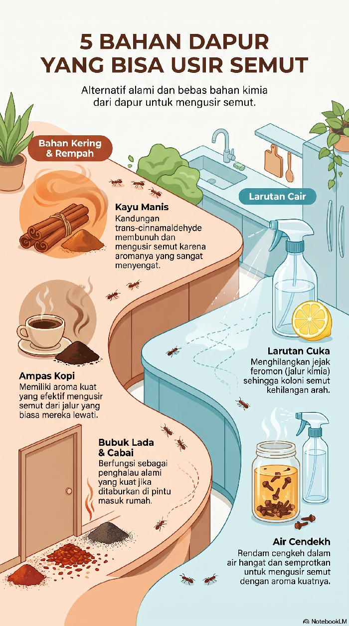 Bahan dapur yang bisa usir semut di rumah.