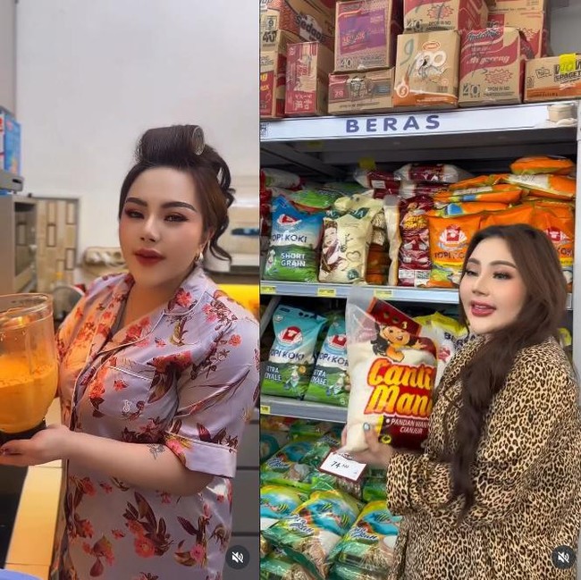 Gaya Kocak Lisa Mariana saat Masak Rendang hingga Belanja Beras