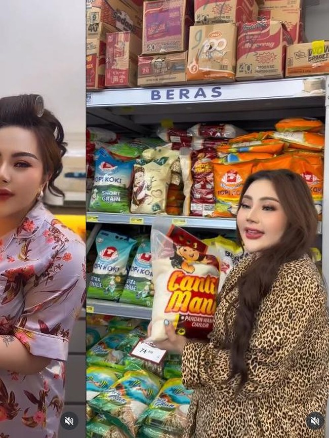 Gaya Kocak Lisa Mariana saat Masak Rendang hingga Belanja Beras