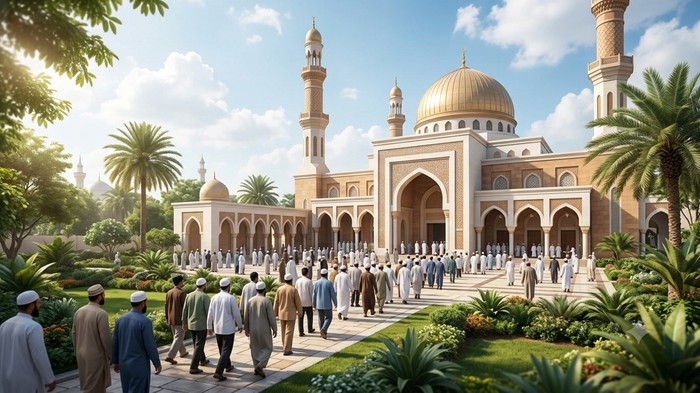 Ilustrasi ibadah Jumat di masjid.