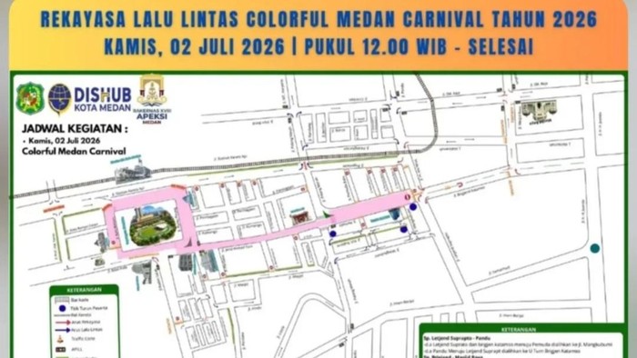 Denah rekayasa lalu lintas event Colorful Medan Festival 2026.